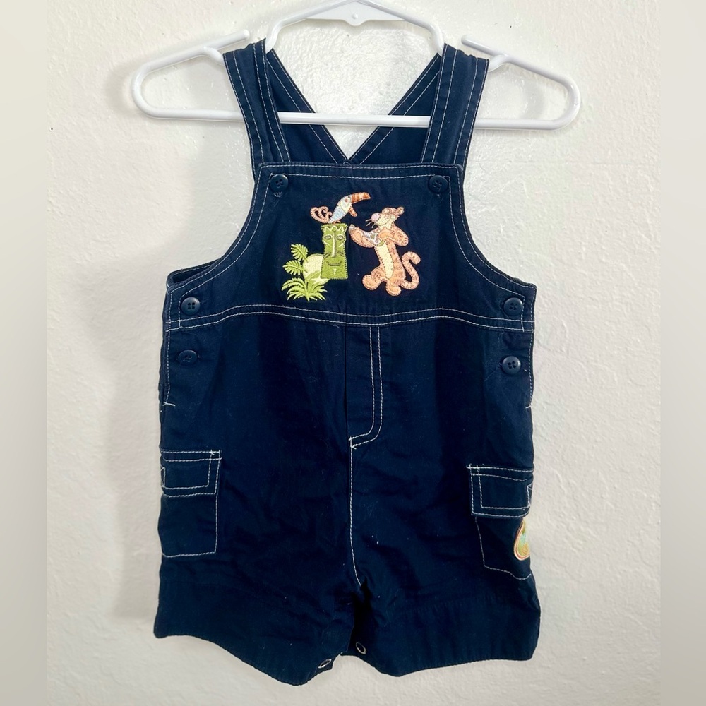 Navy Blue Kids Overalls with Tigger Embroidered Design